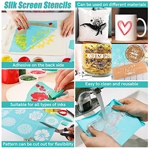 Home Silkscreen Stencil Set 8.5x11inch Reusable Self-Adhesive for Decor & Printing