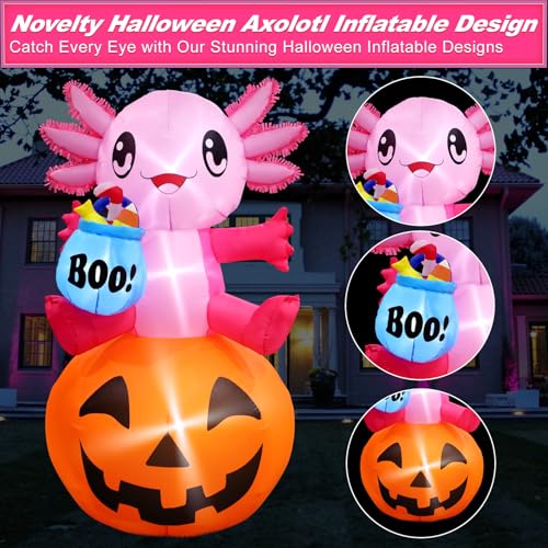 Outdoor Halloween Inflatable Axolotl Pumpkin with LED Lights - 5.2FT Yard Decor - Variation of THIS Listing