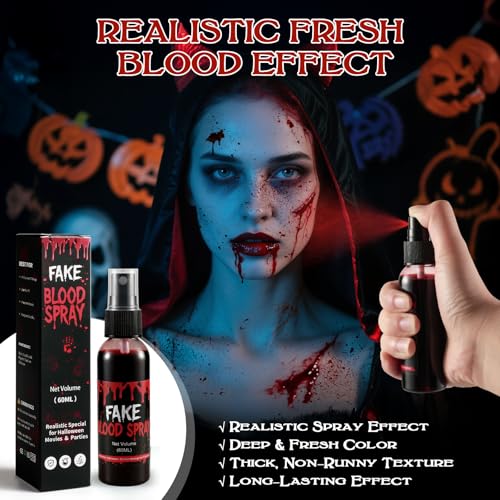 Fake Blood Spray - Light Edition, 60ML Realistic Halloween & Cosplay SFX Makeup