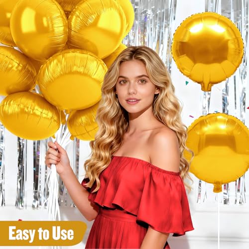 Adlbbkiy Gold 20-Pack 18 Inch Round Foil Balloons for Party Decorations