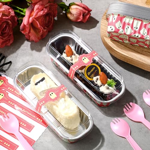 Mini Loaf Pans with Lids and Spoons - Ghost, 100 Pcs Set