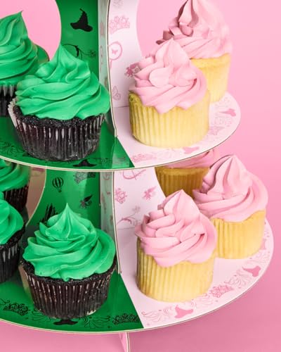 Pink and Green Witch Cupcake Tower 6, 9, 12 Inch 3-Tier Birthday Dessert Display