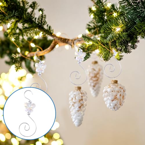 Christmas Ornament Hooks Set 30 Pcs Silver Butterfly Bead S-Shaped Decorations