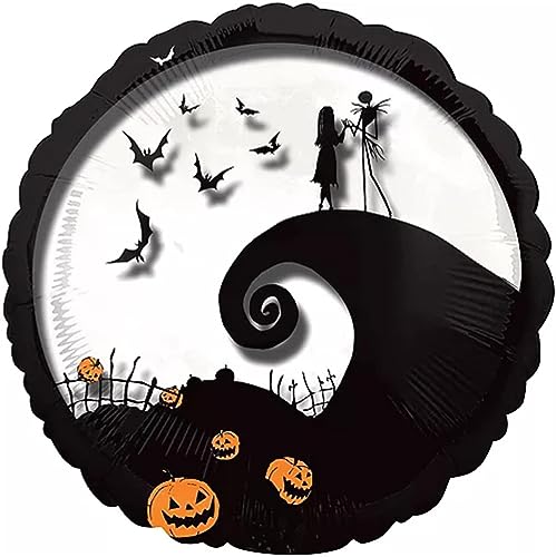 Nightmare Before Christmas Party Balloons Set with Jack Skellington & Sally - Inflatable Decorations for Halloween & Holiday Events
