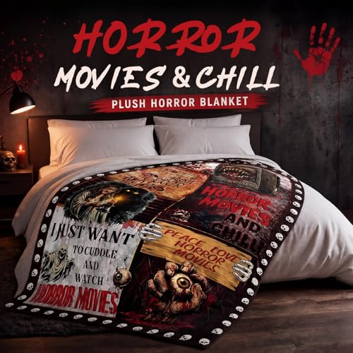 Horror Movies Throw Blankets Set of 4 - 40x60 Inch Flannel Halloween Gift