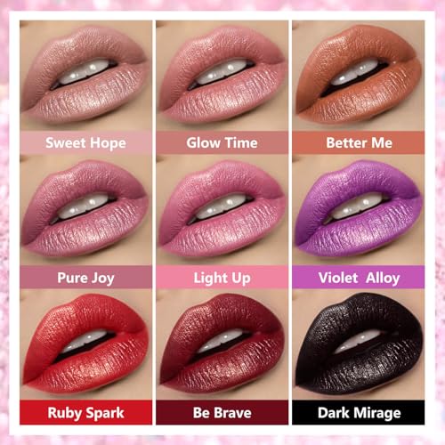 Long Lasting Waterproof Metallic Lipstick - Dark Mirage - Bold & Opaque