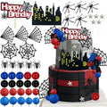 Spider Cake Topper Spider Web Decoration Set - Red-Blue Hero Theme Birthday Party Supplies
