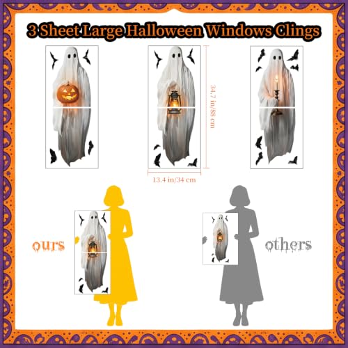 Halloween Ghost Window Clings - Extra Large Spooky Decals - White Variation