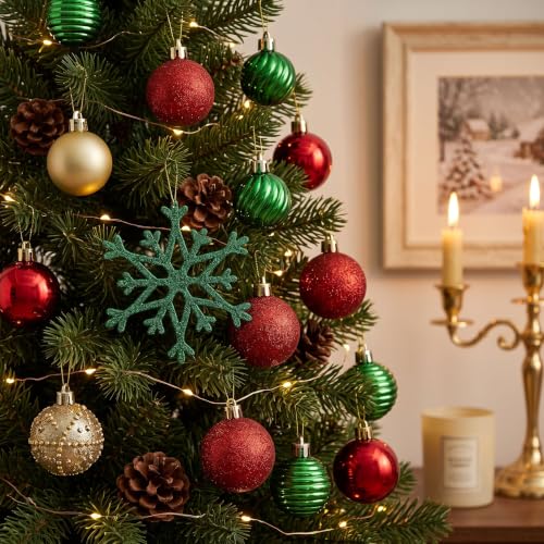 Mini Christmas Ball Ornaments Set - Valery Madelyn 36pcs Red Green Gold Variations