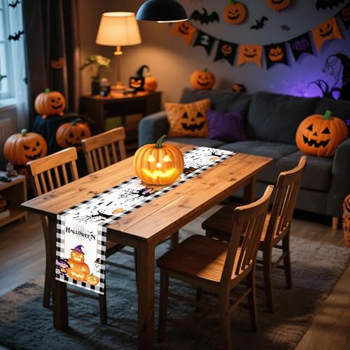 Halloween Table Runner 13x72 Inch Linen Fall Kitchen Dining Decor