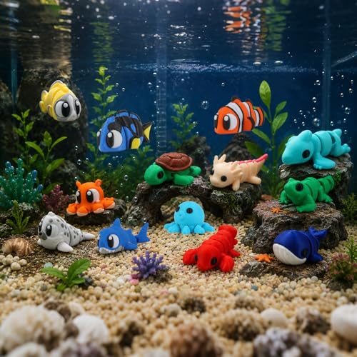 45 Pcs Mini 3D Printed Animal Figurines Set - Small Decor Animals