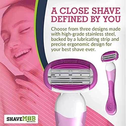 ShaveMOB 3-Blade Women's Razor Kit (Flex Head Handle + 24 Refills) - The Practical Shaving Kit