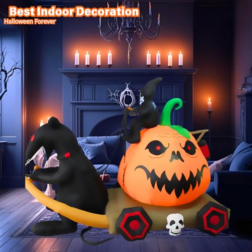 Inflatable Pumpkin Carriage Halloween Yard Decor with LED Lights 9FT Outdoor