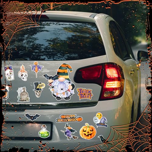 Halloween Fridge Magnets Set - 25 Waterproof Gnome Witch Ghost Car Decorations