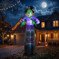10FT Inflatable Halloween Witch Decor with LED Lights, Outdoor Yard Decoration