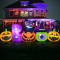 Colorful 8FT Halloween Inflatable Pumpkin with Black Cat Yard Decor
