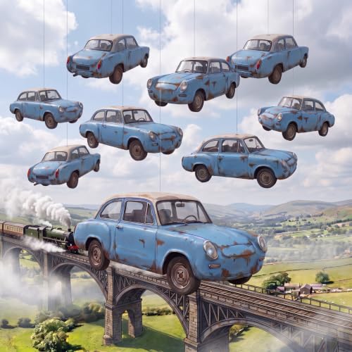 Watersay Flying Blue Car Hanging Decorations - 15 Car Set, 11.8" - Wizard Party Supplies