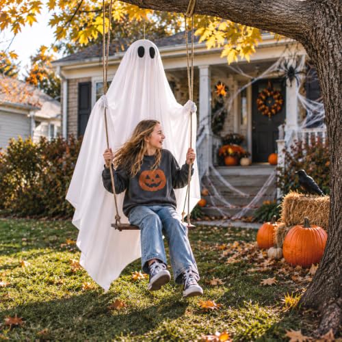 Halloween Ghost Swing Decoration with LED Lights - 5 ft Lighted Hanging Prop