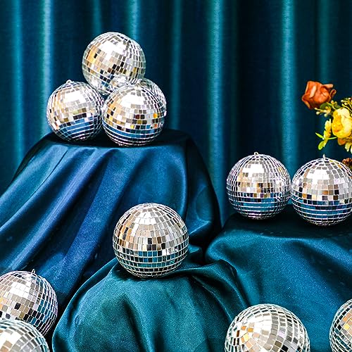 Mini Mirror Disco Balls Decoration Set - Silver 4 Inch, 20 Pieces for Parties & Weddings
