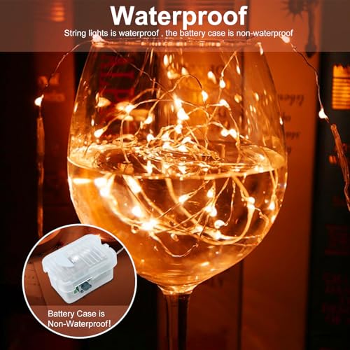 Orange 24 Pack Battery Operated LED Fairy String Lights Waterproof 7ft for Wedding Party Garden