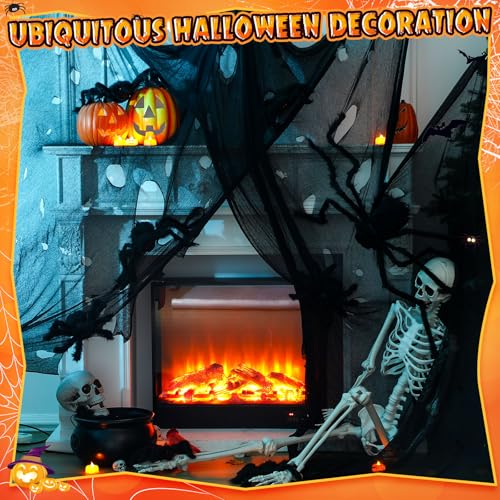Halloween Outdoor Giant Spider Web with Fake Spiders - Black, Variation of THIS listing