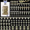 110 Pcs Gold Nail Charms & Gems Set with Stars Hearts Bows & Planets - S1