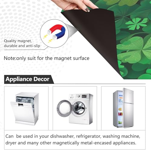 Kitchen Refrigerator Magnet Cover - Waterproof Holiday Clover Decor, 23x26 Inch