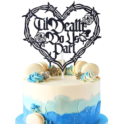Halloween Skull Wedding Cake Topper - Black Glitter Decor for Bachelorette & Bridal Shower