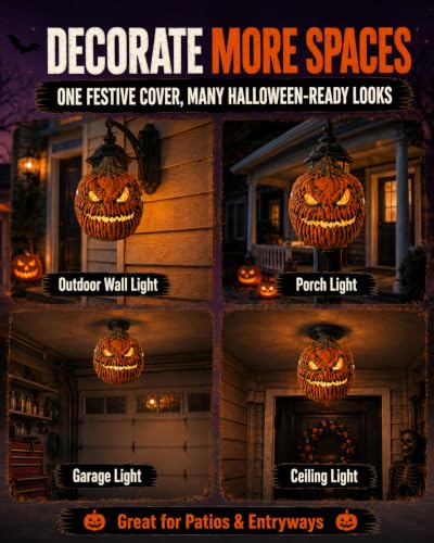 Halloween Pumpkin Porch Light Covers - 2 Pack Waterproof Garage Lamp Post Decorations