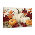 Autumn Pumpkin Wall Art Canvas Print - Fall Leaves Thanksgiving Rustic Decor 24x36 with Frame - Pumpkin 1