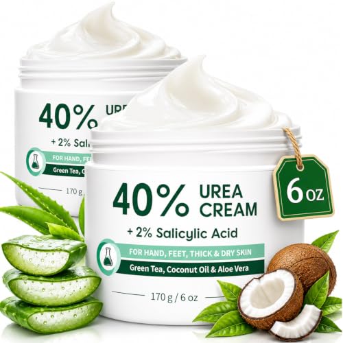 Urea Cream 40% for Feet - Maximum Strength Callus & Dry Heel Relief - 6 OZ Pack of 2