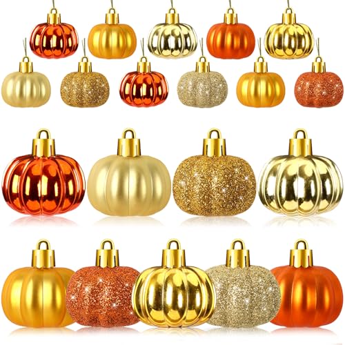 24 Pcs Fall Pumpkin Tree Ornaments - 3D Hanging Decorations for Autumn & Thanksgiving