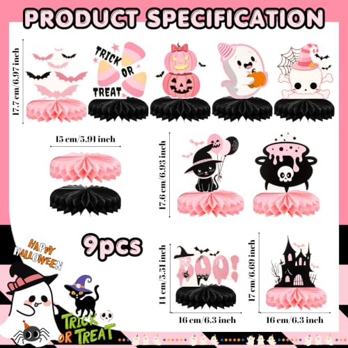 Pink & Black Halloween Trick or Treat Table Centerpieces - Spooky Party Decor