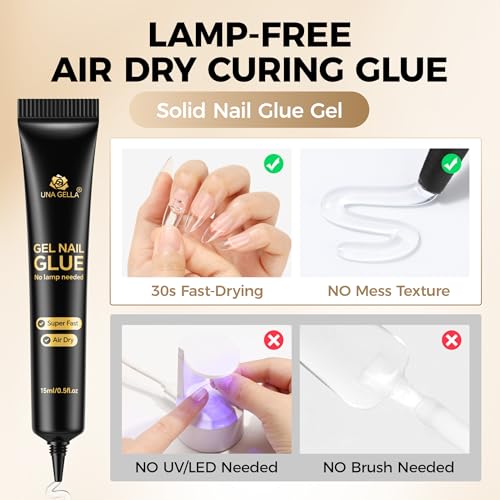 Strong Nail Gel Glue for Press-Ons, No UV, 15g Pair - Long-Lasting Adhesive