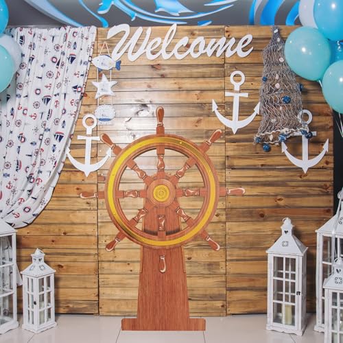 Nautical Ship Wheel Cardboard Cutout Standup for Party Decor & Photo Props