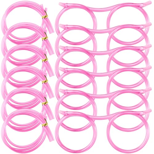 Pink Silly Straw Glasses - 6 Pack Kids Party Drinking Eyeglasses