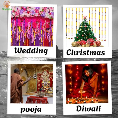 Artificial Marigold Garland 5 Pack - 5.8 Feet Decorative Hanging Garlands for Diwali, Weddings, Festive Events