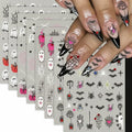Halloween Nail Stickers Set - 8 Sheets Spooky Ghost Bat Pumpkin Web Rhinestones - Variation of THIS listing