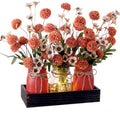 Mason Jar Lights Centerpiece with Wood Tray - Orange Red Floral Decor
