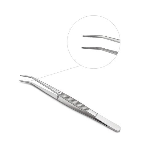Stainless Steel Tweezers, with Curved Serrated Tip Multipurpose Sewing Machine Tweezers Forceps for Craft Repairing (5PCS)