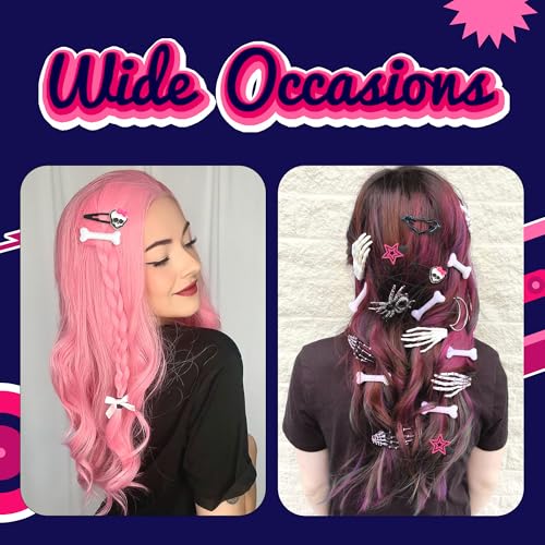 Black Light Punk Halloween Hair Clips 10pcs Y2K Pastel Goth Spooky Accessories