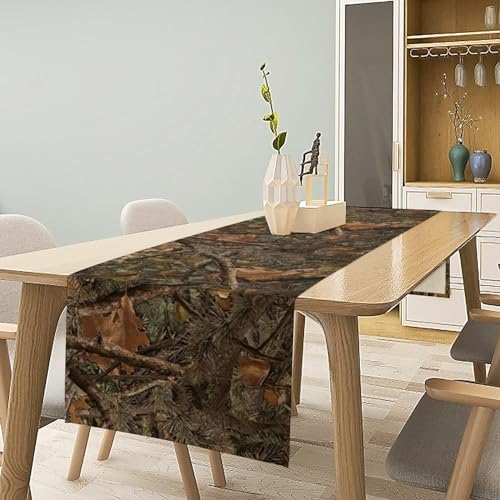 Forest Camo Table Runner 13x120 W13" L120" - Woodland Dining Decor