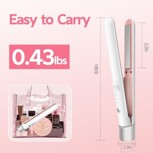 Skiennix Cordless Hair Straightener - Portable & Wireless Design | Sleek White Finish