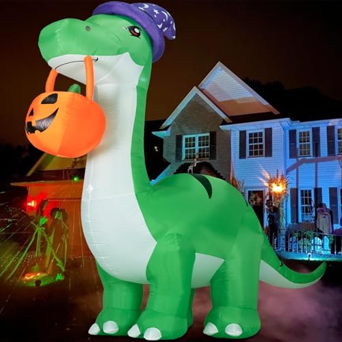 10FT Green Inflatable Dinosaur Halloween Decoration with LED Lights - Outdoor Yard Decor