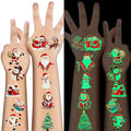 Christmas Luminous Temporary Tattoos 10 Sheets - Holiday Party Favors & Stocking Stuffers