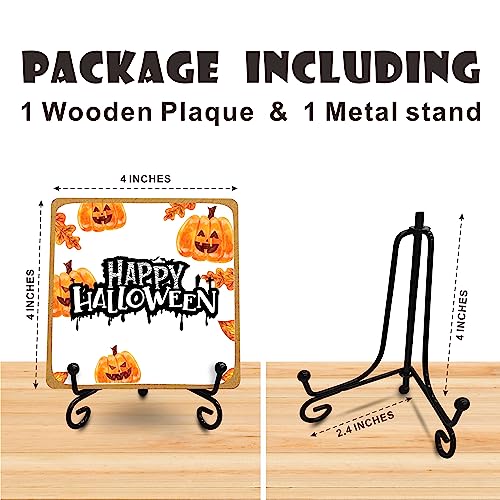 Halloween Wooden Sign - Watercolor Pumpkin Lantern Plaque with Metal Support - Variation of THIS listing