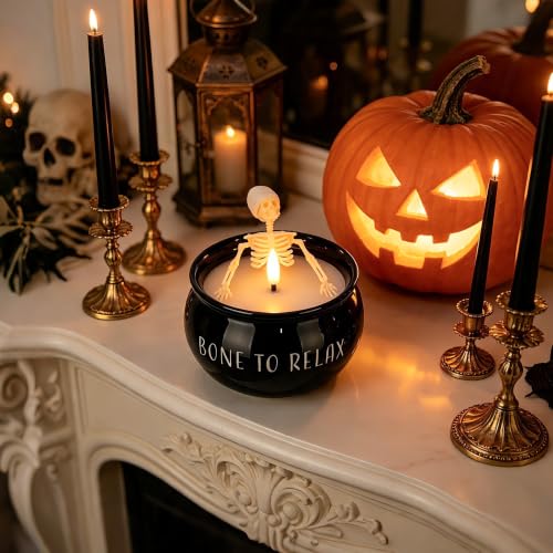 Halloween Skeleton Flameless Candle with Remote - Spooky Skeleton Decoration