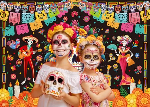 Day of the Dead Backdrop Vinyl Sugar Skull Floral Mexican Fiesta Photography Background 8x6FT - Variation of THIS listing
