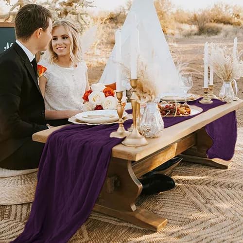 Purple Cheesecloth Table Runner 35" x 10FT - Pack of 10 for Wedding & Party Decor