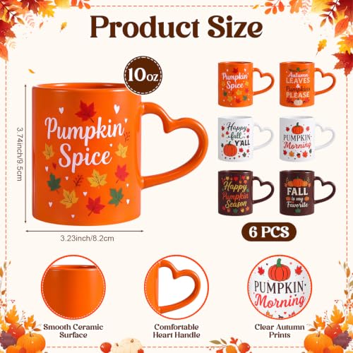 Pickmesh Fall Colorful Coffee Mug Set of 6 - 10 oz Ceramic Autumn Drinkware
